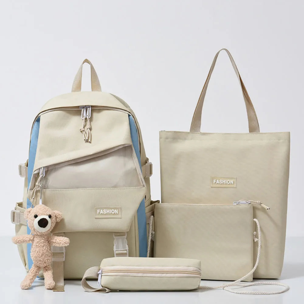 School Girl Backpack Bags Set 4 Pieces Multifunction Travel Working Women