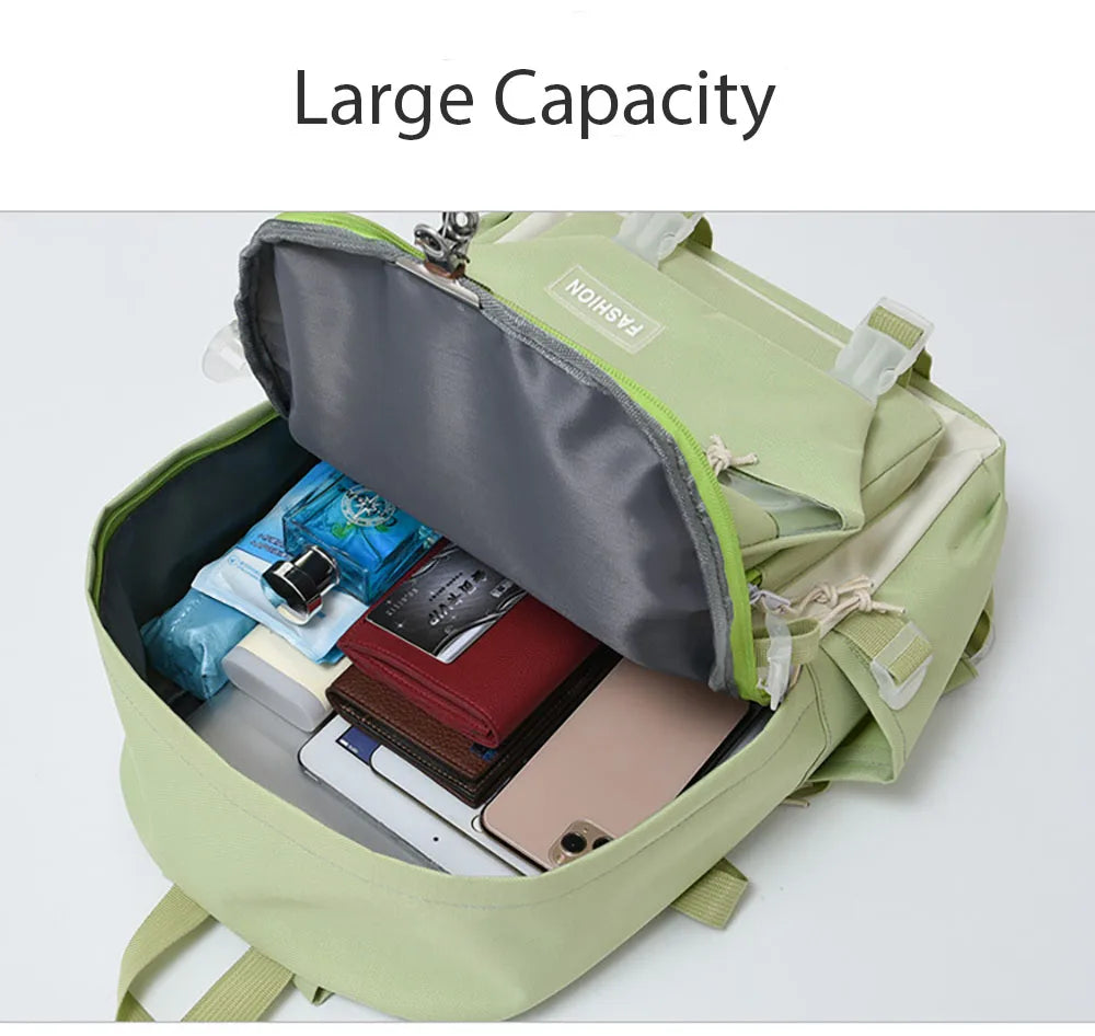 School Girl Backpack Bags Set 4 Pieces Multifunction Travel Working Women