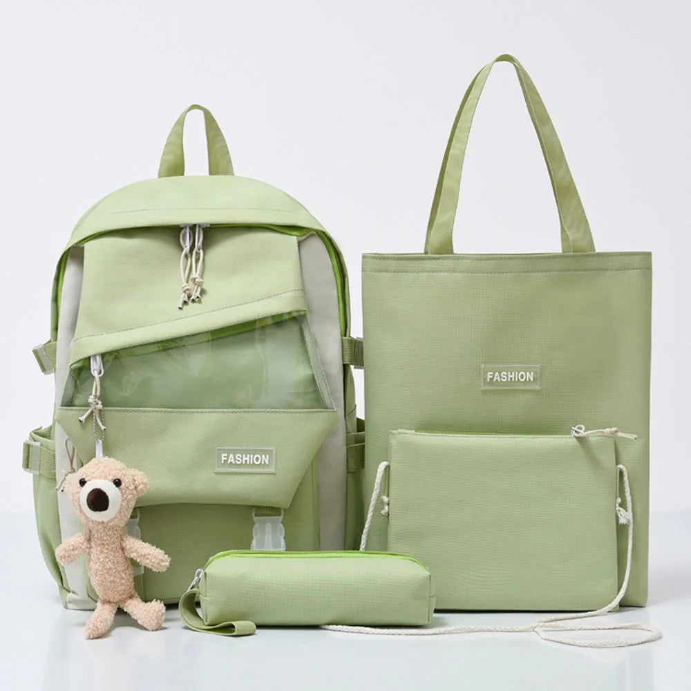 School Girl Backpack Bags Set 4 Pieces Multifunction Travel Working Women