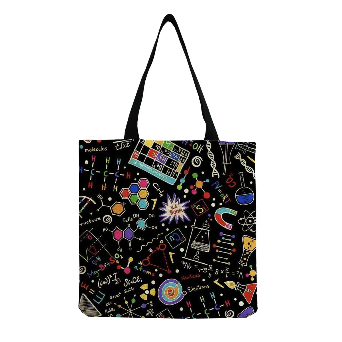 Science Print School Teacher Tote Bag Natural Science Handbag