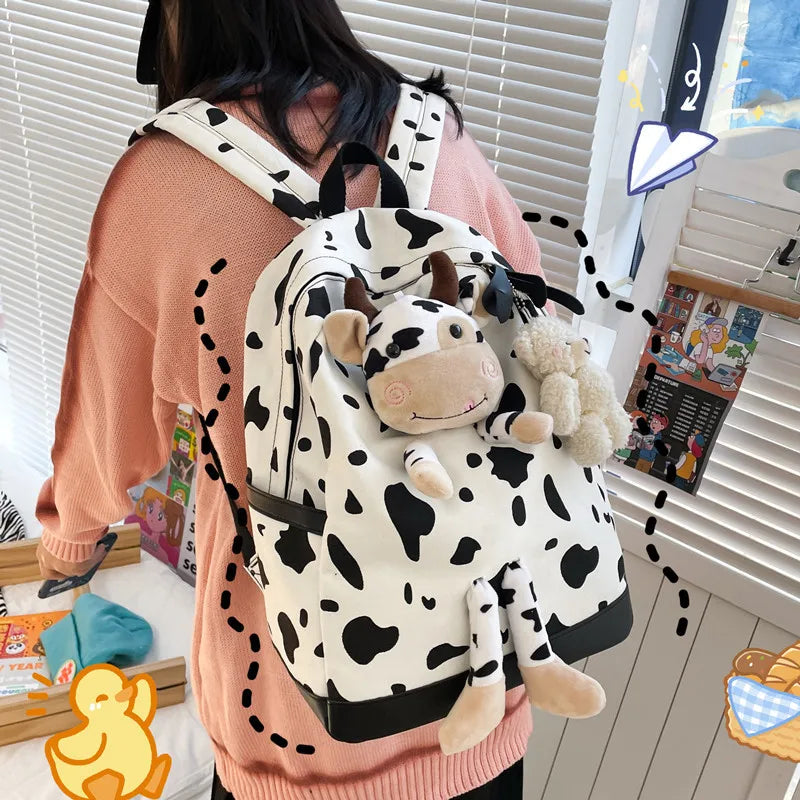 Cow Pattern Schoolbag Girl Style Harajuku Backpack