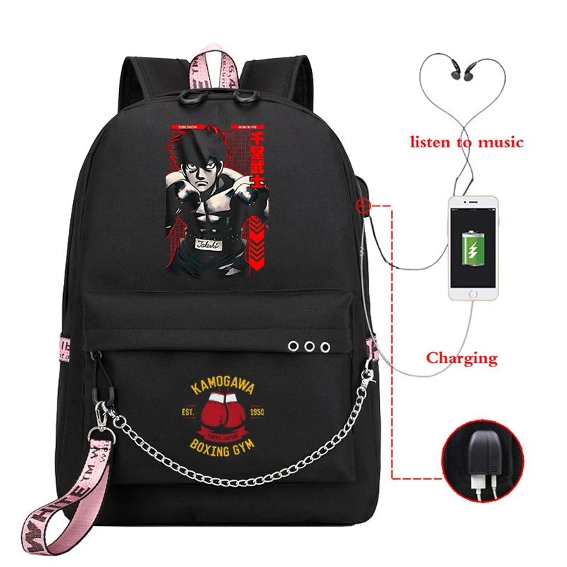 Hajime No Ippo Print Teen Casual Backpack Anime Hajime Bags KGB Unisex