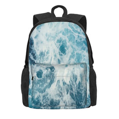 Sea Waves Ocean Backpacks Men's Women's Harajuku Zipper