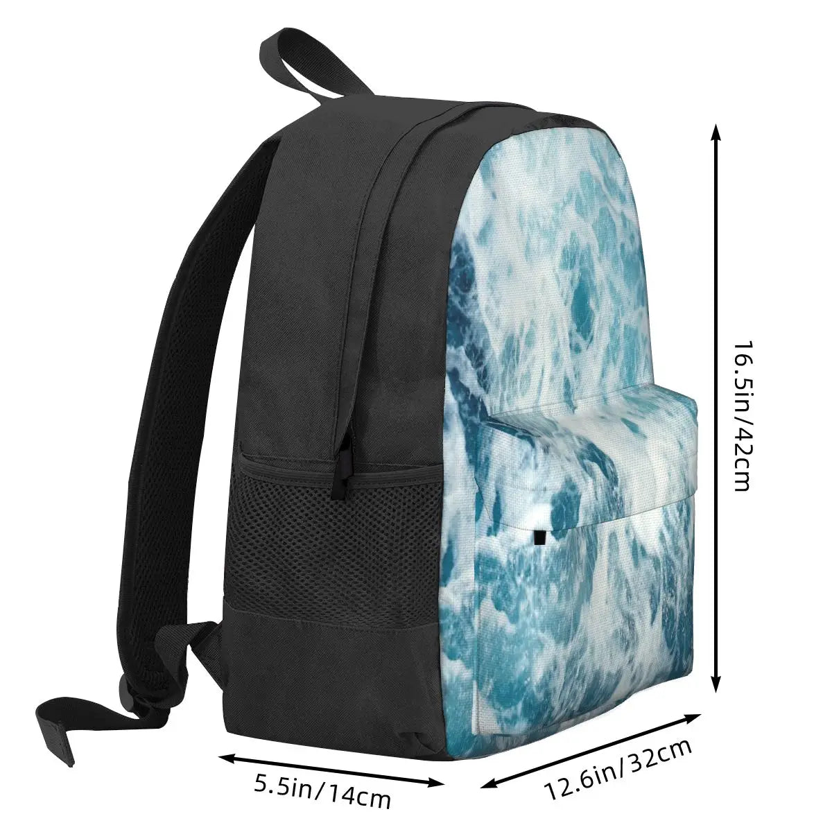 Sea Waves Ocean Backpacks Men's Women's Harajuku Zipper