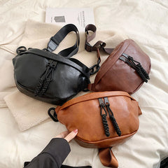 Semicircle Saddle Crossbody Bag Women PU Leather Fanny Pack Travel Chest Bag