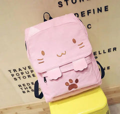 Senior School Students Cat Shape Canvas Backpack Bag South Korea Travel Bag