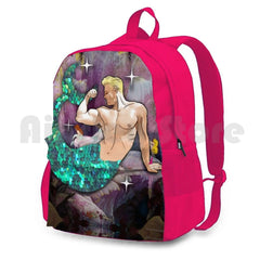 Sequin Merman Outdoor Hiking Backpack Sparkles Vintage Mary Blair Pierre Collage