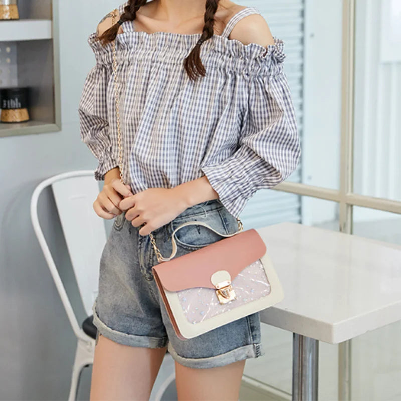 Sequin Star Mini Square Pack Shoulder Bag for Women