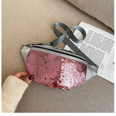 Sequins Waist Bag Crossbody Fanny Pack Women Leather Phone Bag