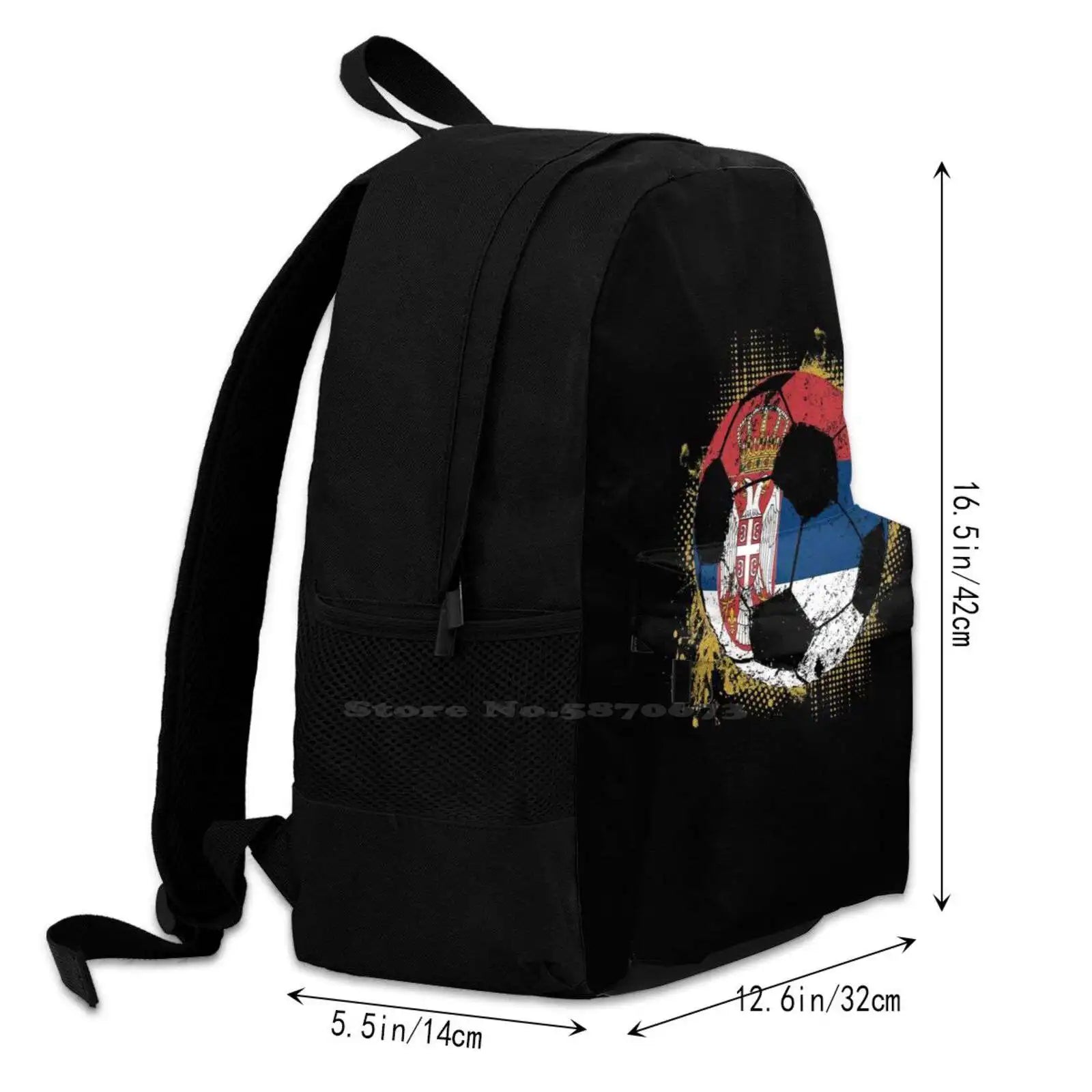 Serbia Football Gift School Bag Big Capacity Backpack Laptop 15 Inch