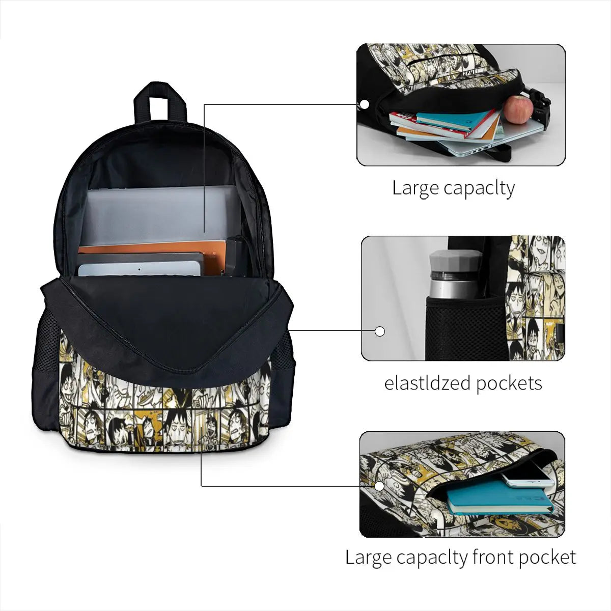 Sero Collage Backpack Zipper Men's Women's Bags