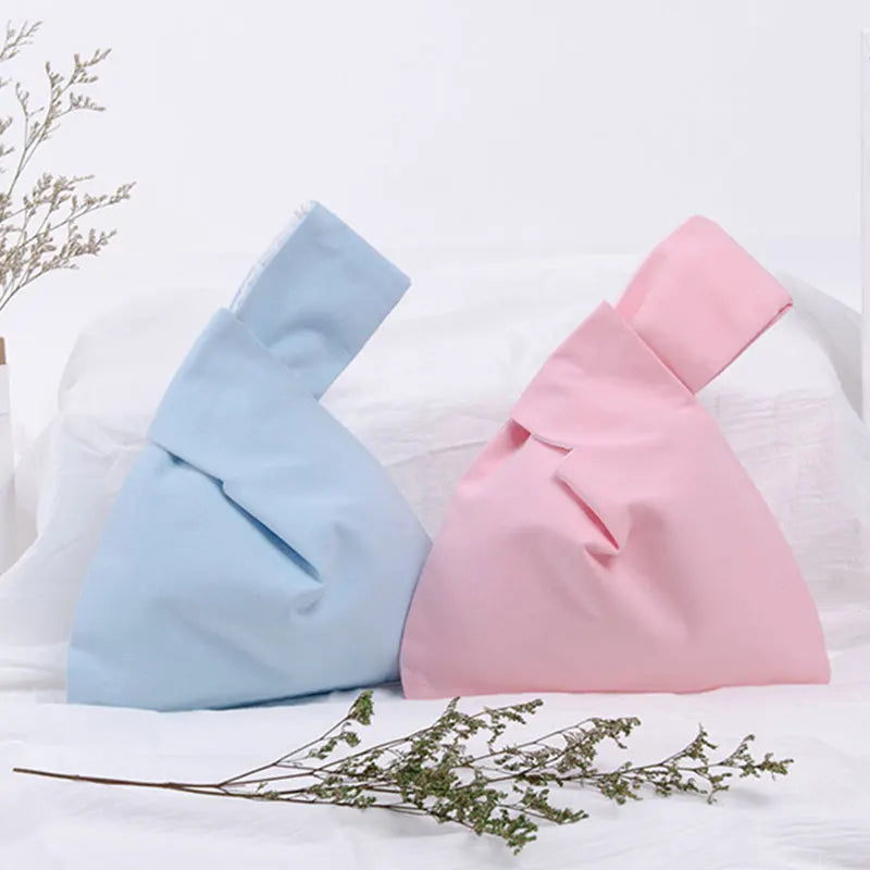 Japanese Style Knot Wrist Bag Solid Hand Bags Lady Purse