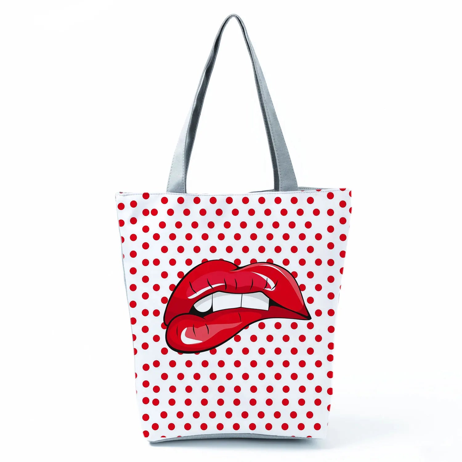 Sexy Red Lips Printed Female Shopping Bag
