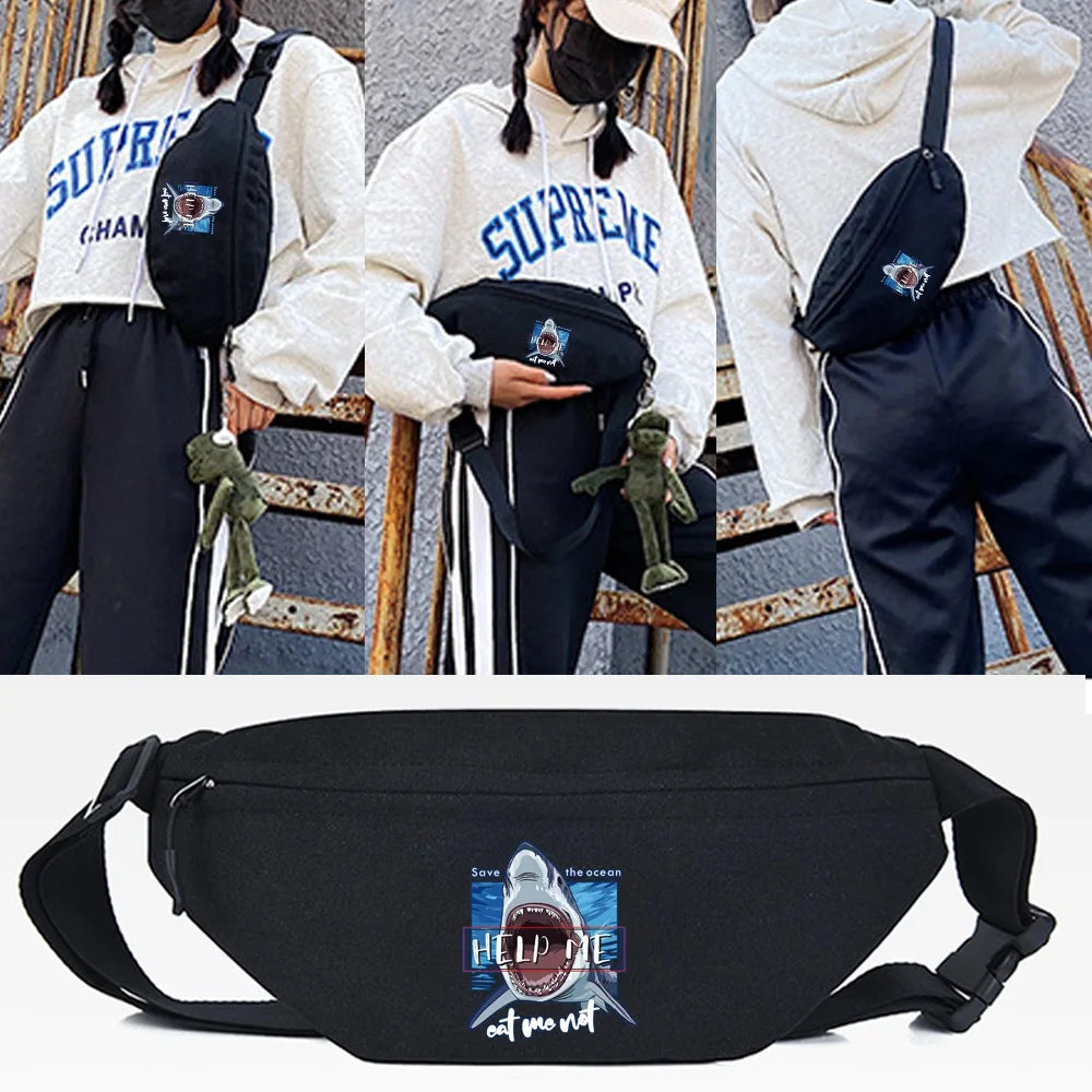 Shark Printing Waist Bags Chest Pack Travel Fanny Packs Phone Bag