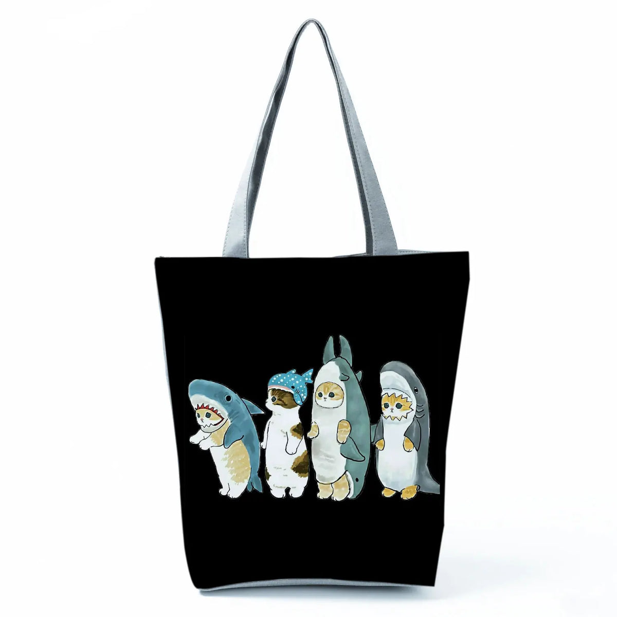 Shark Suit Cartoon Print Animal Cat Print Market Women's Shoulder Bag