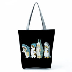 Shark Suit Cartoon Print Animal Cat Print Market Women's Shoulder Bag