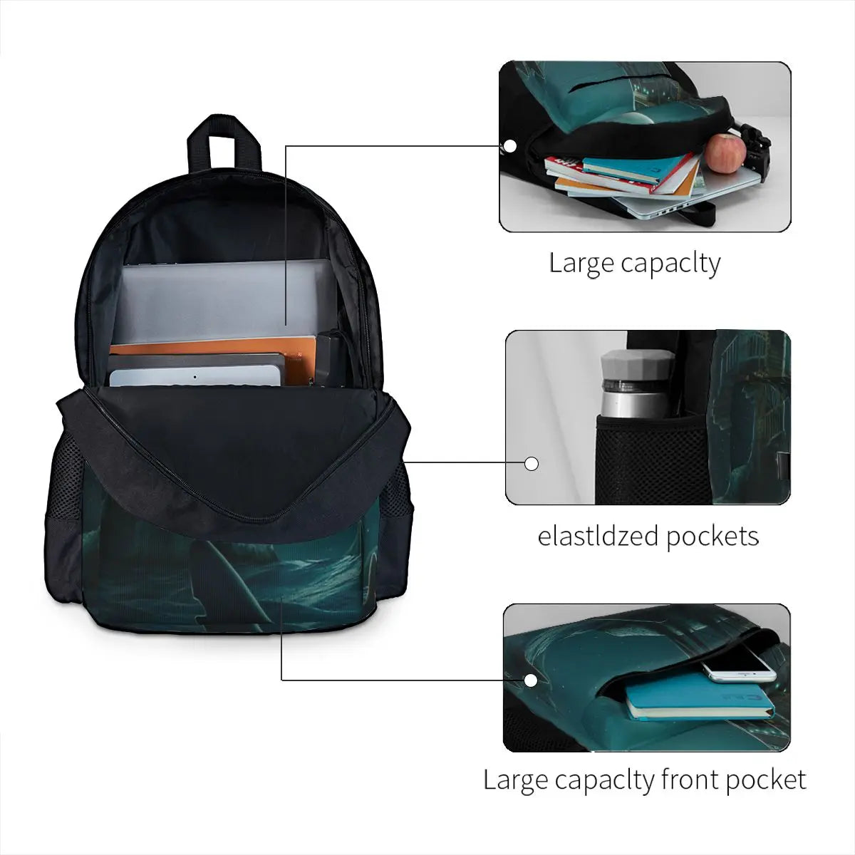 Sharks In The Water Backpacks Men's Backpacks Bags For Women