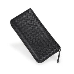 Sheepskin Woven Long Wallet Large Capacity Zipper Clutch P