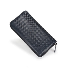 Sheepskin Woven Long Wallet Large Capacity Zipper Clutch P