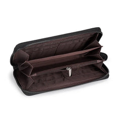 Sheepskin Woven Long Wallet Large Capacity Zipper Clutch P