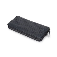 Sheepskin Woven Long Wallet Large Capacity Zipper Clutch P