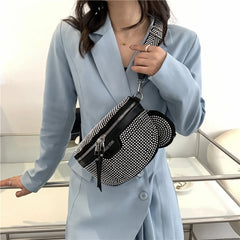 Rhinestone Women's Chest Pack Crossbody Bags PU Leather Fanny Pack