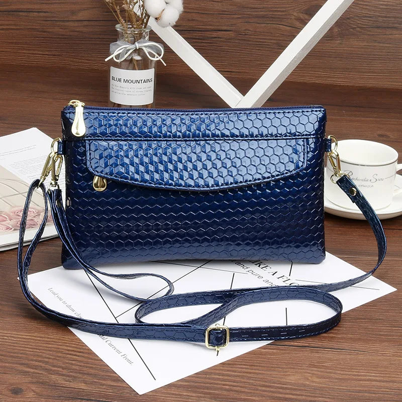 Women Crossbody Shoulder Bag PU Leather Wrist Strap Clutch Zip Long Wallet