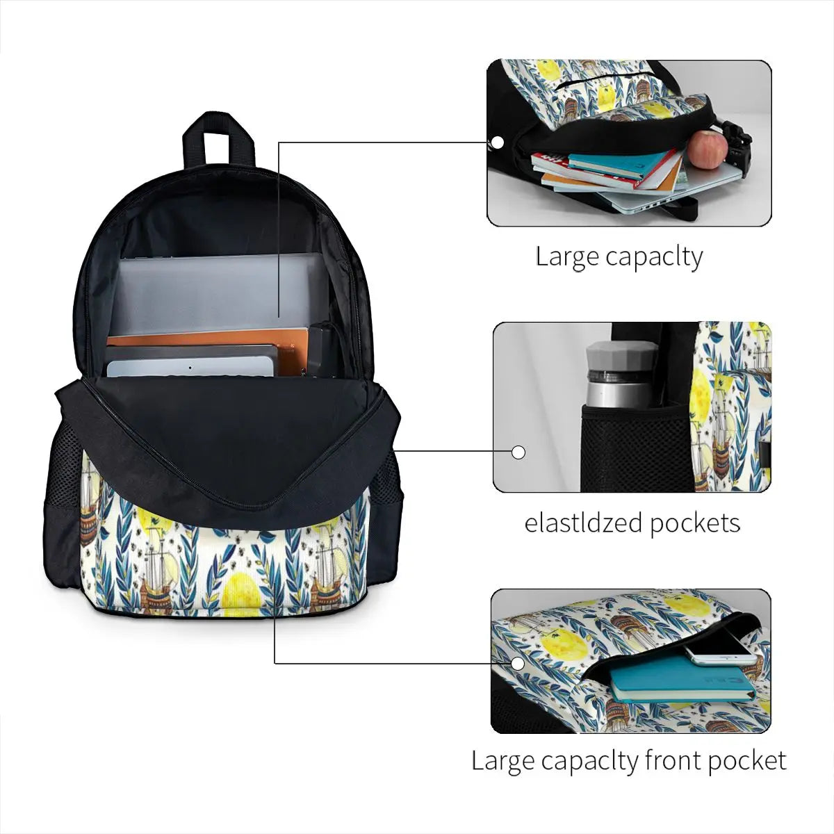 Moon Backpacks Men's School Bag Unisex Man Backpack