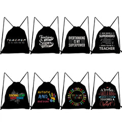 Teacher is My Superhero Drawstring Backpack, Casual Bag for Students, Gift