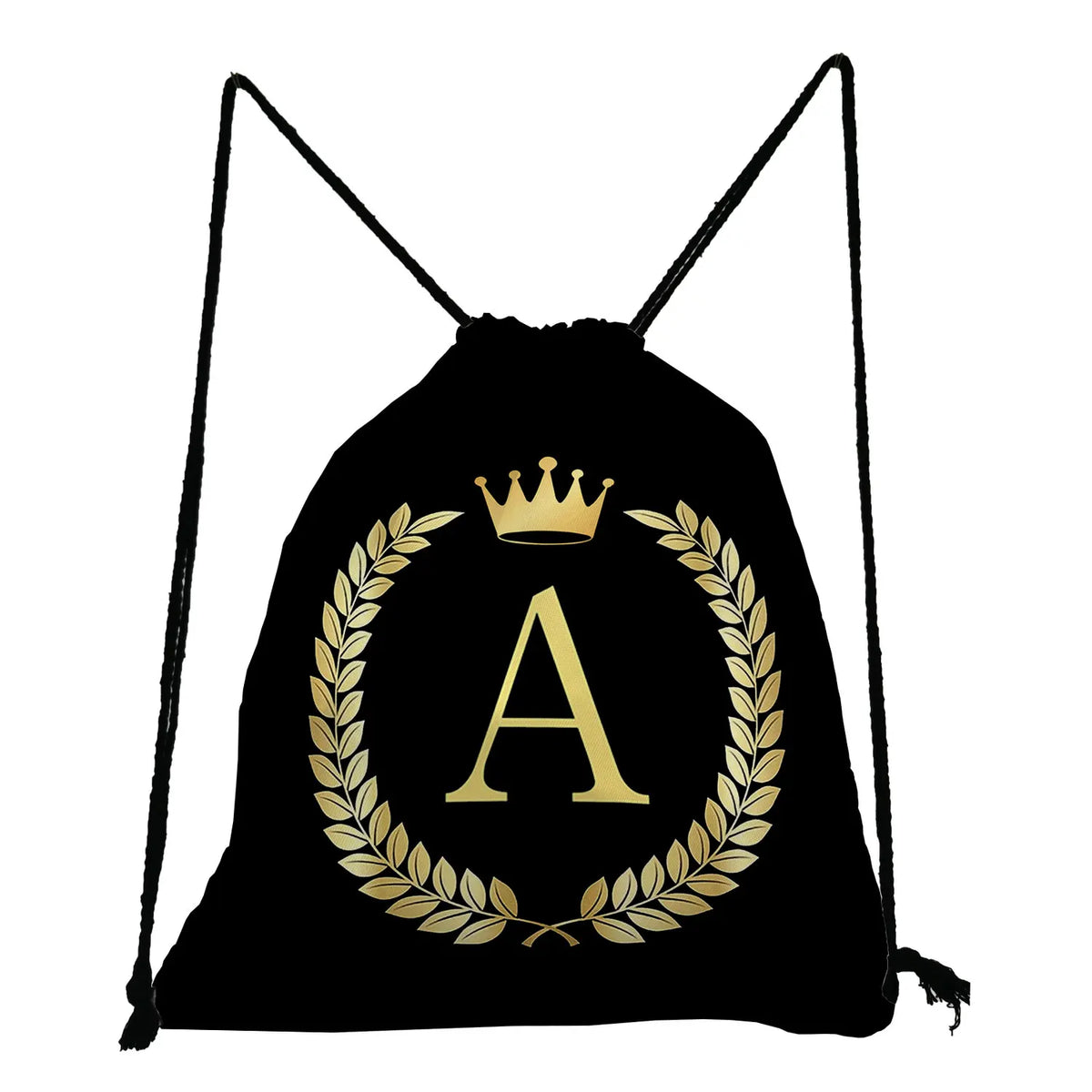 Personalized Golden Initials Print Women's Backpack with Drawstring Pocket