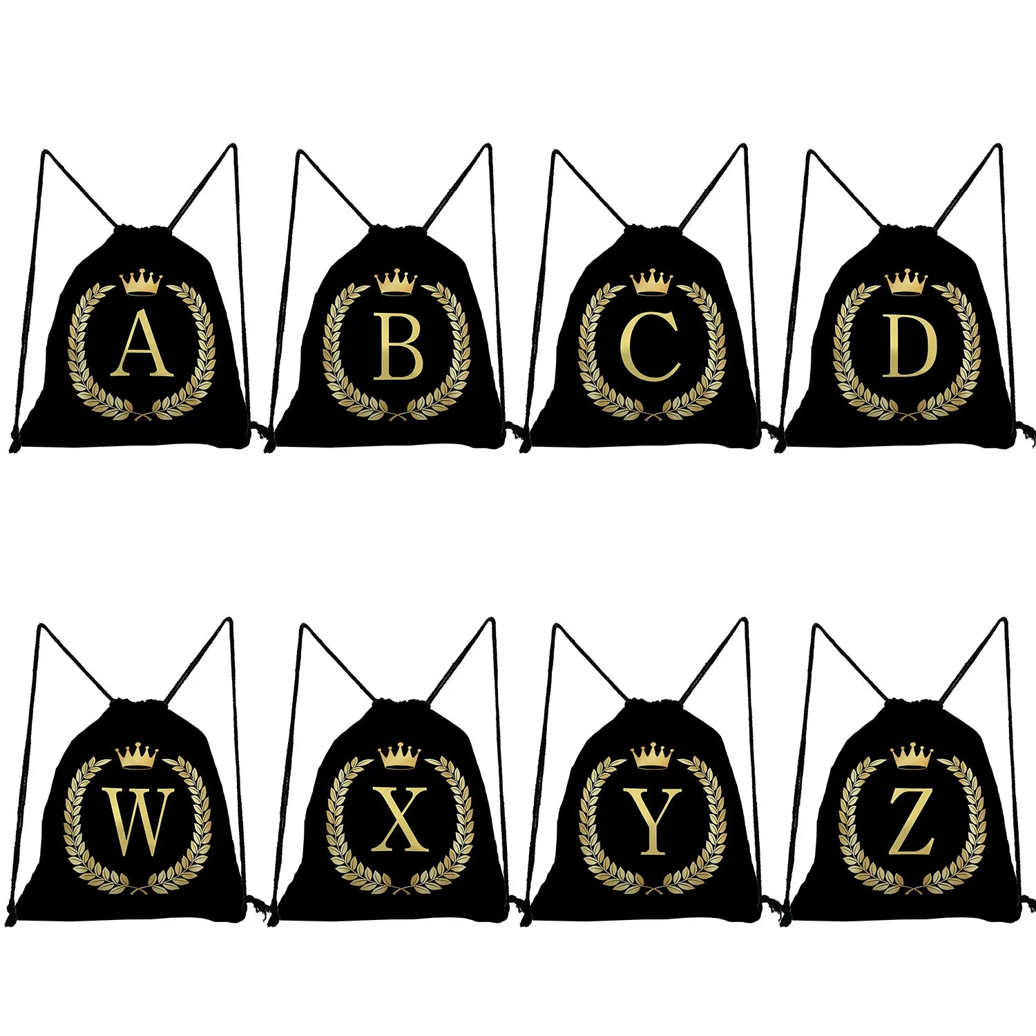 Personalized Golden Initials Print Women's Backpack with Drawstring Pocket