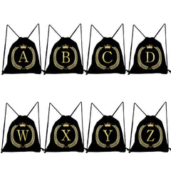 Personalized Golden Initials Print Women's Backpack with Drawstring Pocket