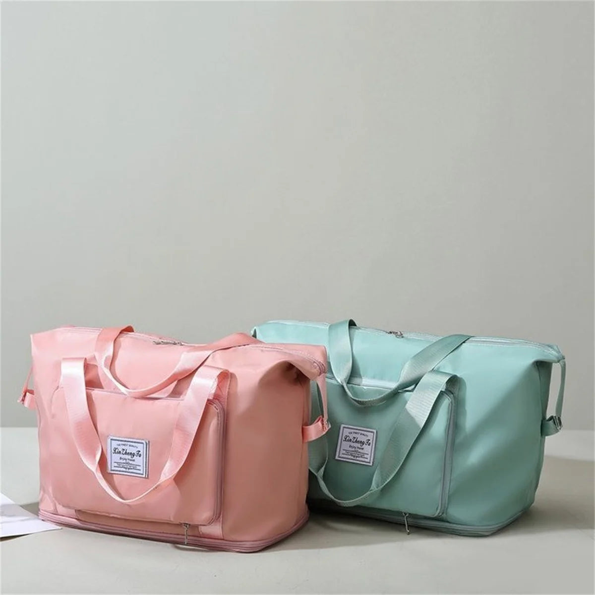 Canvas Shopper Bag Handbag Large Solid Colors Multi-pocket Travel Purse