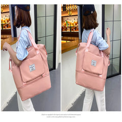 Canvas Shopper Bag Handbag Large Solid Colors Multi-pocket Travel Purse
