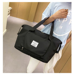 Canvas Shopper Bag Handbag Large Solid Colors Multi-pocket Travel Purse