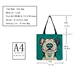 Dog Print Shopper Bag High Capacity Travel Tote Beach Bag