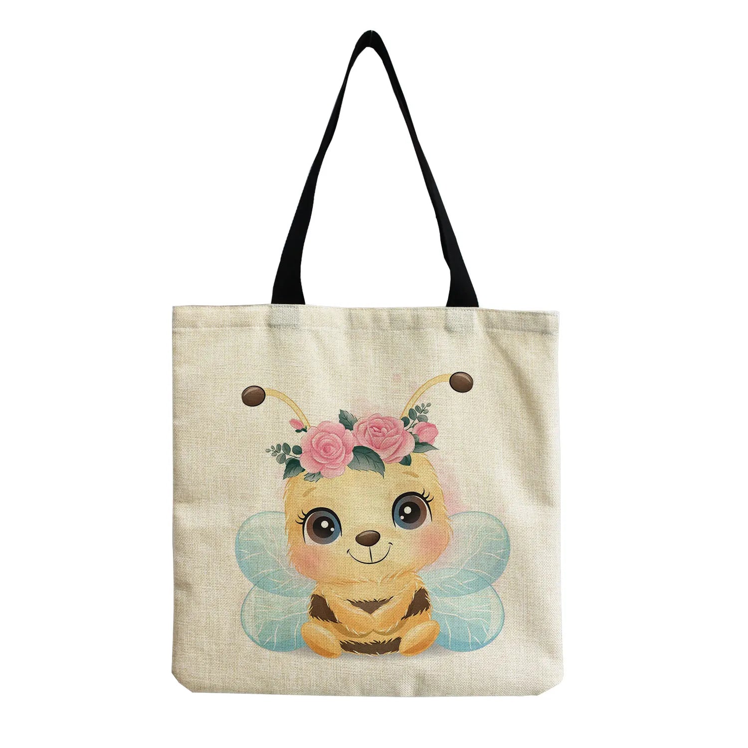 High Capacity Tote Bag Dog Elephant Cartoon Bee Customizable Shoulder Bag