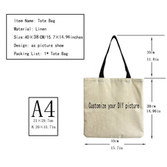 High Capacity Tote Bag Dog Elephant Cartoon Bee Customizable Shoulder Bag
