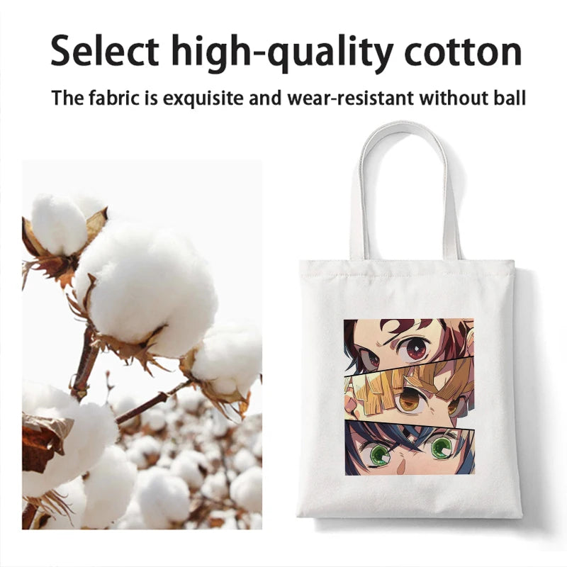 Demon Slayer Eco Daily Use Foldable Tote Bag Harajuku Shoulder Bags