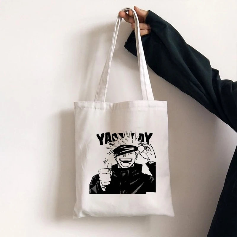 Anime Jujutsu Kaisen Women Harajuku Tote Bag Canvas Shoulder Handbag