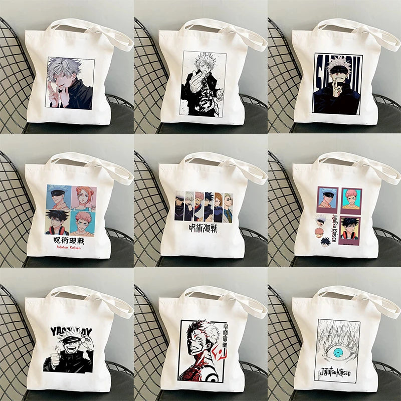 Anime Jujutsu Kaisen Women Harajuku Tote Bag Canvas Shoulder Handbag