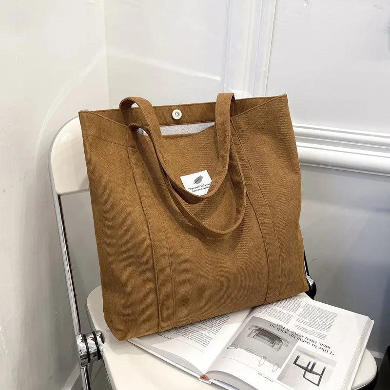 Women's Corduroy Totes Bag Large Capacity Handbags