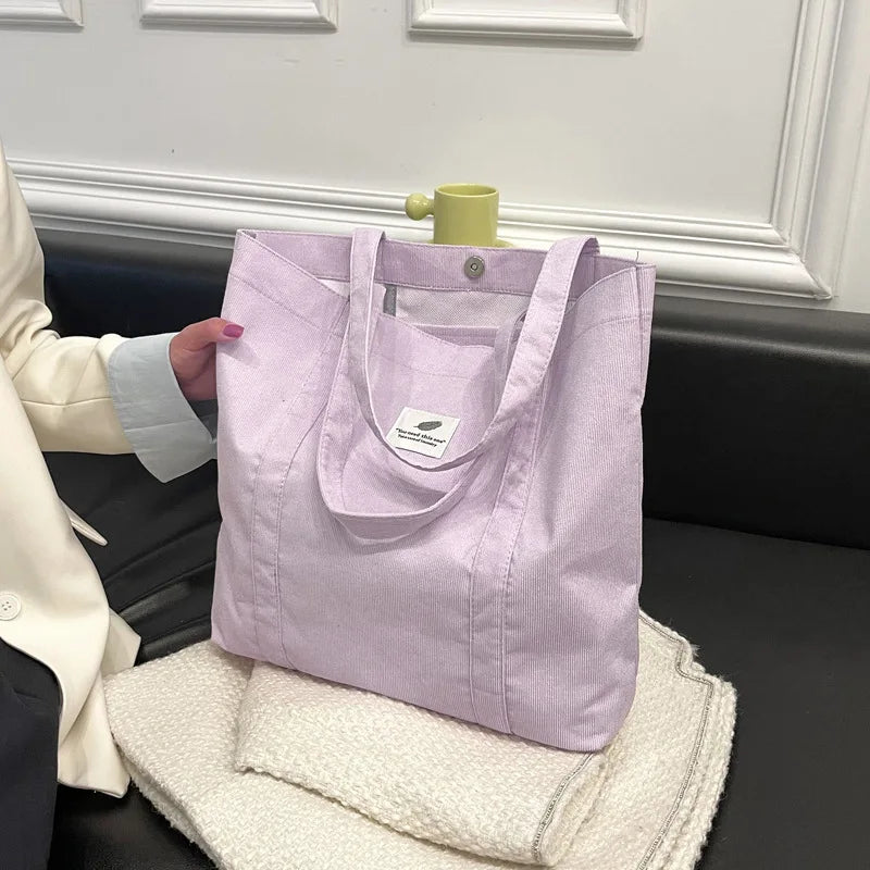 Women's Corduroy Totes Bag Large Capacity Handbags