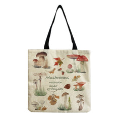 Cartoon Mushroom Printed Beach Shoulder Bag High Capacity Travel Handbag