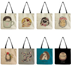 Women's Summer Shoulder Bag Hedgehog Print Eco Beach Bag