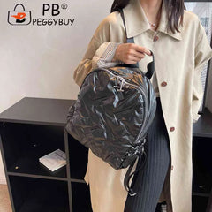 Quilted Shoulder Backpack for Women - Casual Daypack for Autumn Winter