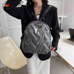 Quilted Shoulder Backpack for Women - Casual Daypack for Autumn Winter