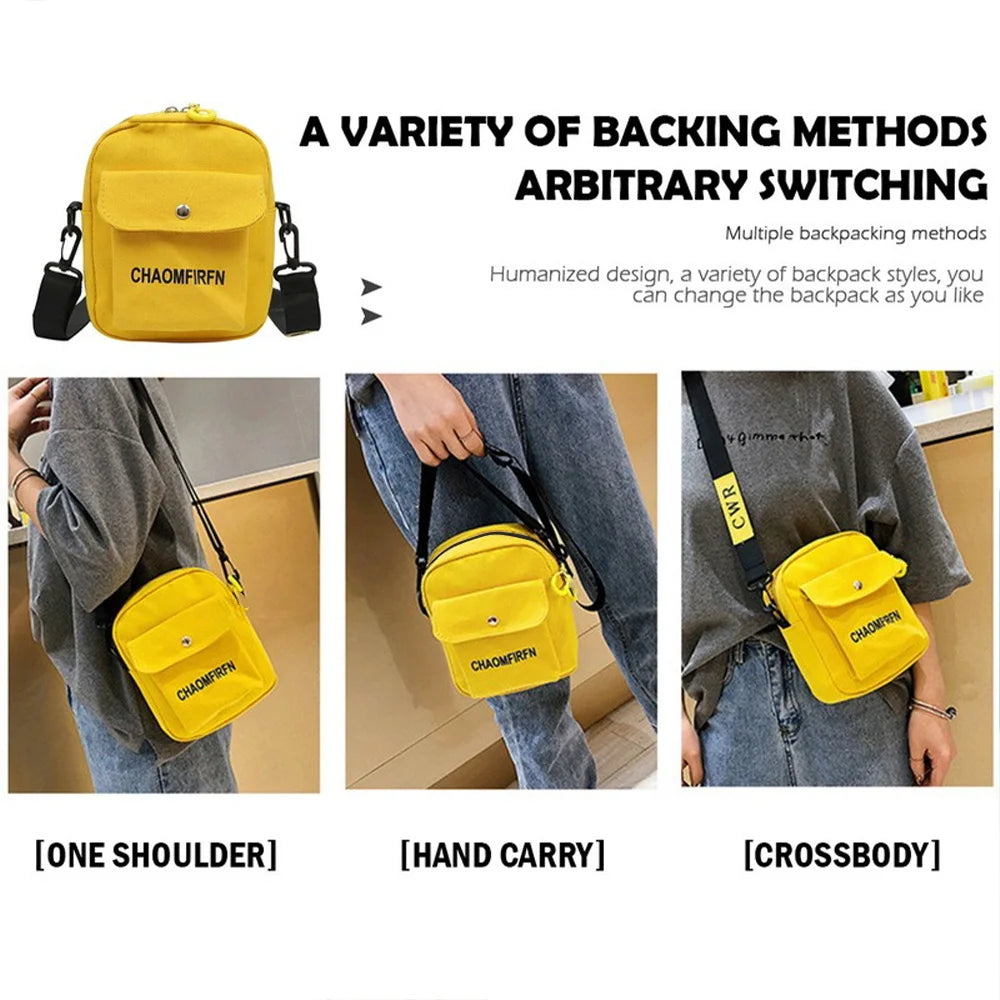Canvas Shoulder Bag Casual Satchel Girls Zipper Crossbody Purse
