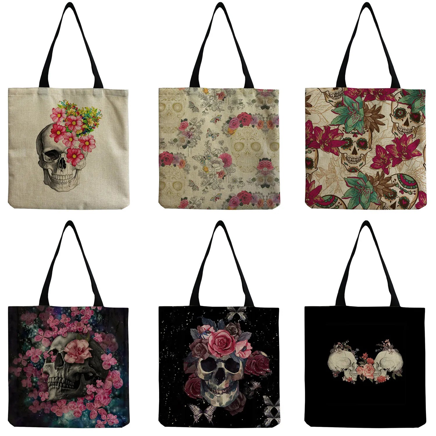 Skull Print Shoulder Bag Eco Friendly Tote Bag