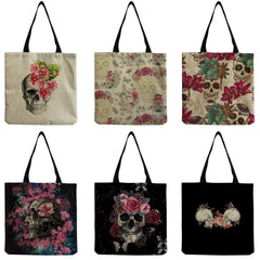 Skull Print Shoulder Bag Eco Friendly Tote Bag